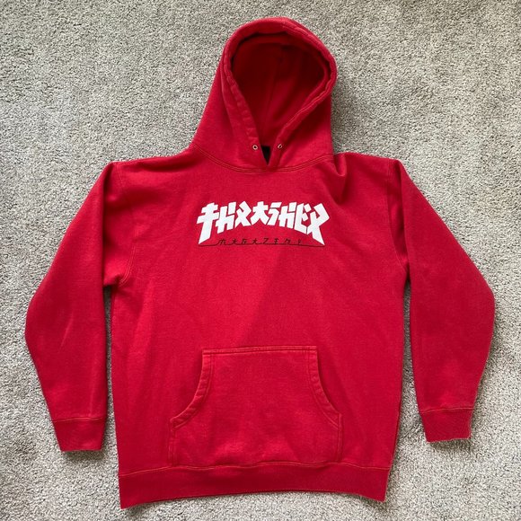 Thrasher Godzilla Japanese Logo Men's Hoodie Sz Large Skateboard Magazine - Picture 1 of 10